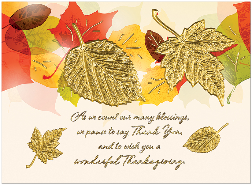 Gold Leaves Thank You H3444G-4A